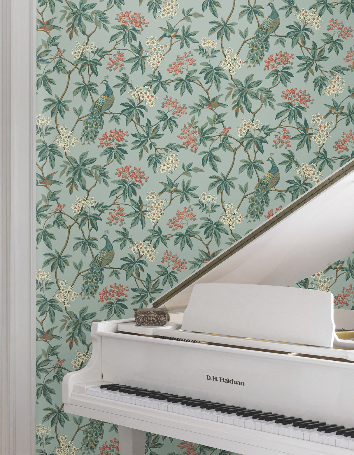 Ronald Redding MX9663 Peacock Estate Blue Wallpaper - Eade's Wallpaper