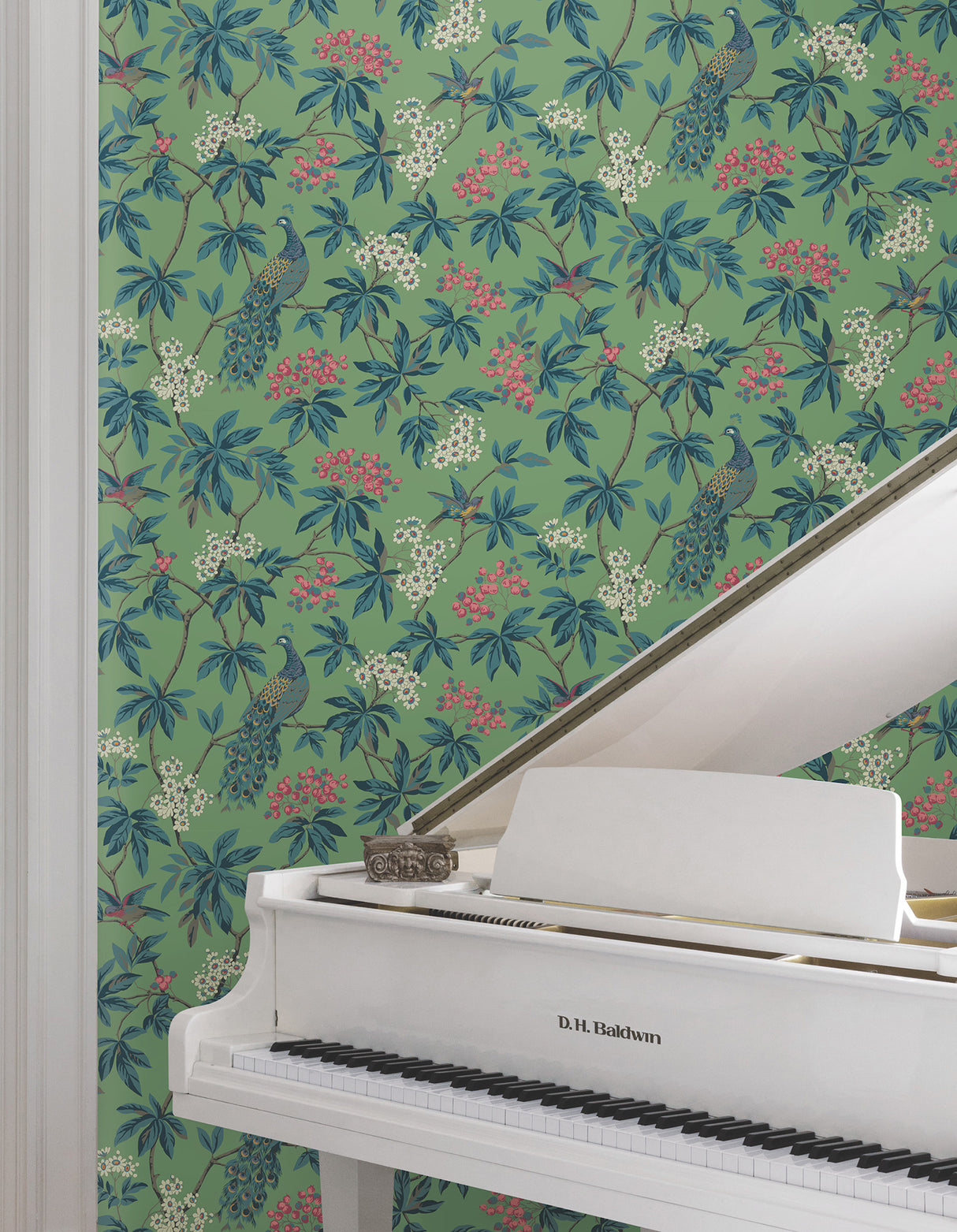 Ronald Redding MX9664 Peacock Estate Green Wallpaper - Eade's Wallpaper