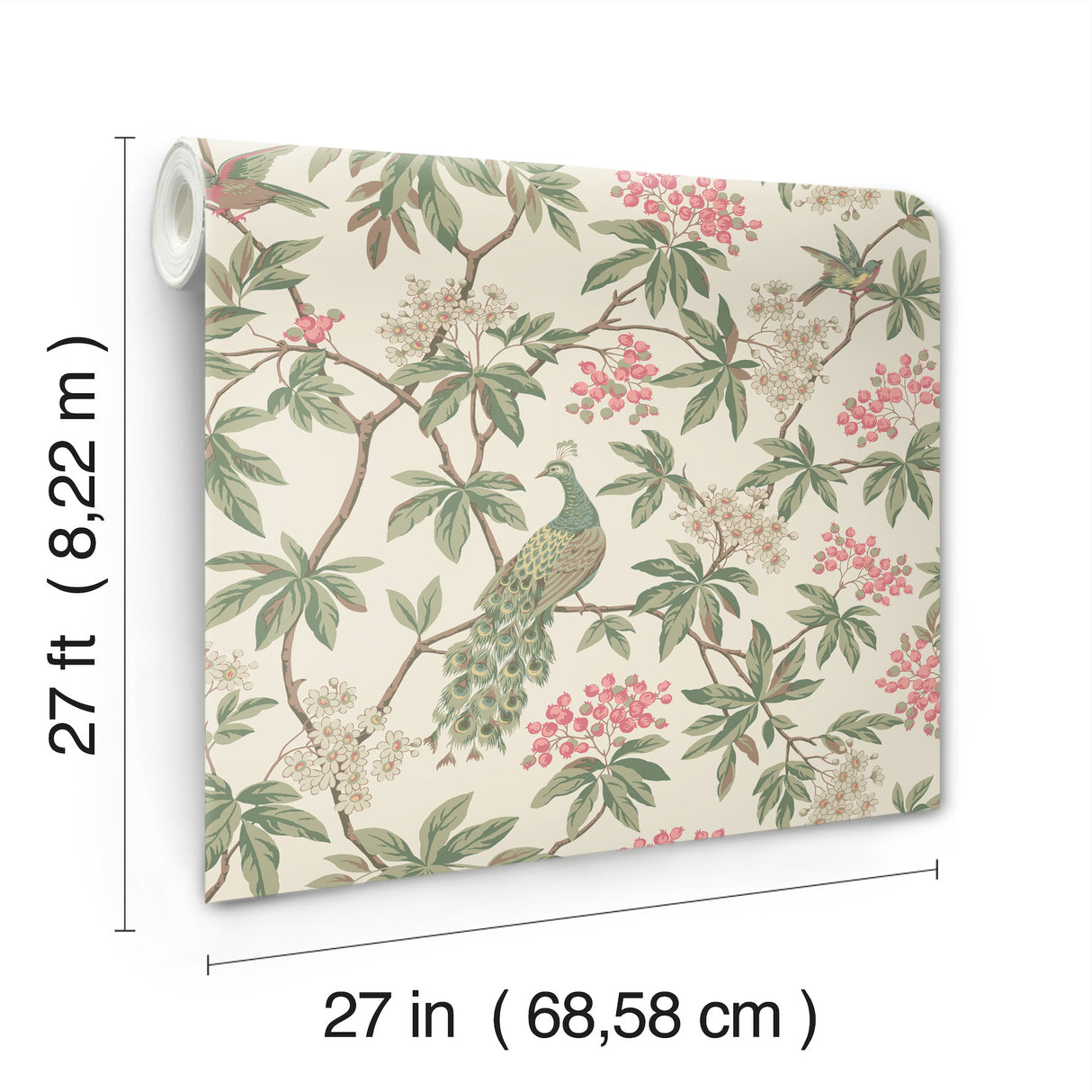 Ronald Redding MX9665 Peacock Estate Cream Wallpaper - Eade's Wallpaper