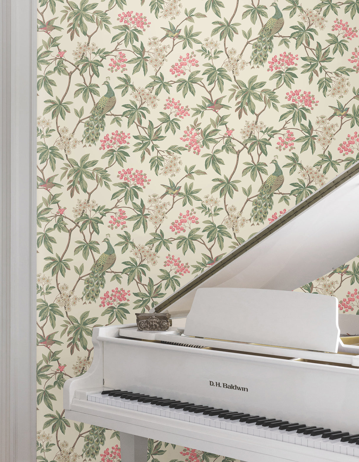 Ronald Redding MX9665 Peacock Estate Cream Wallpaper - Eade's Wallpaper