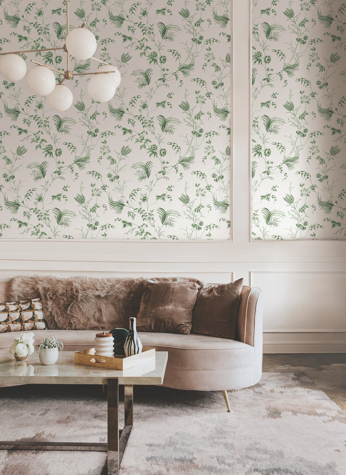 Ronald Redding MX9680 Floral Lace Green Wallpaper - Eade's Wallpaper