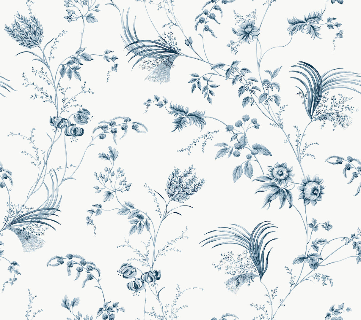 Ronald Redding MX9683 Floral Lace Navy Wallpaper - Eade's Wallpaper