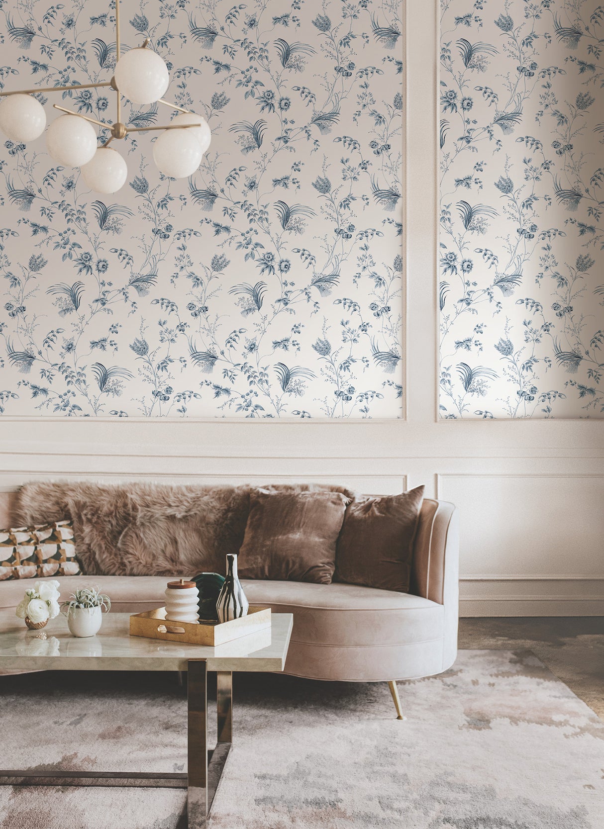Ronald Redding MX9683 Floral Lace Navy Wallpaper - Eade's Wallpaper