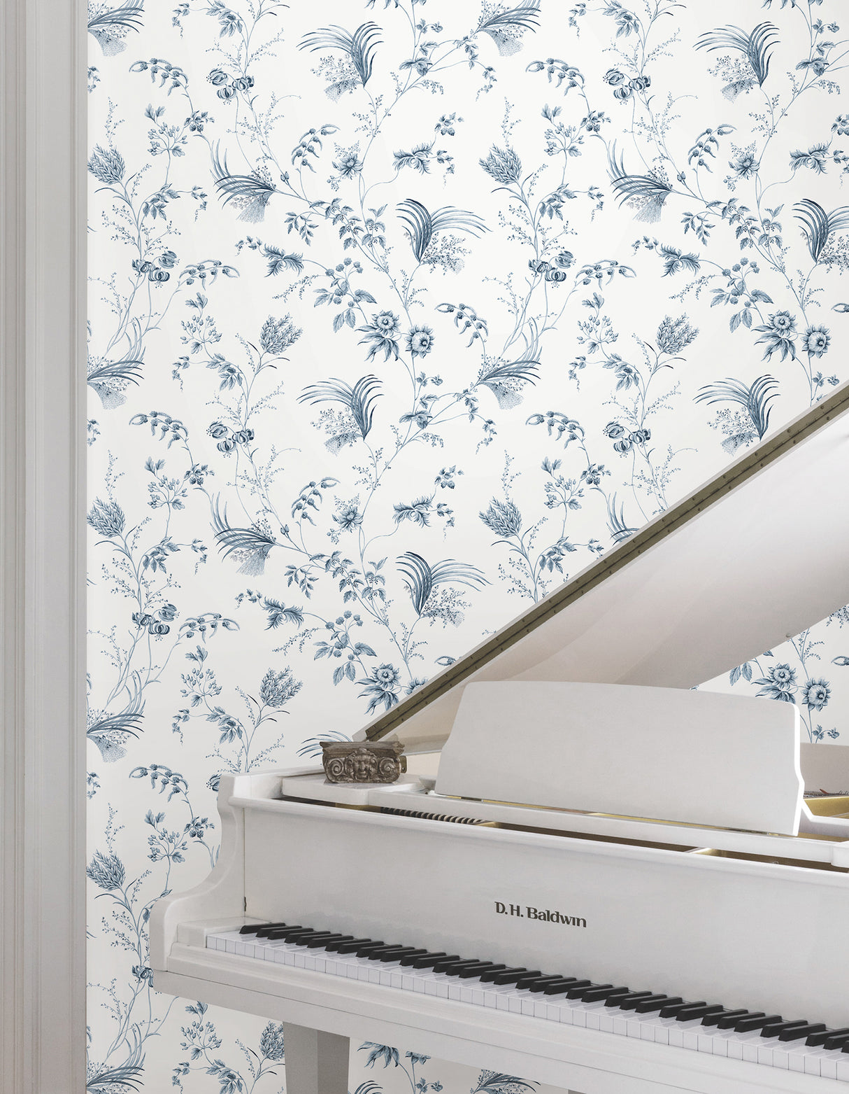 Ronald Redding MX9683 Floral Lace Navy Wallpaper - Eade's Wallpaper