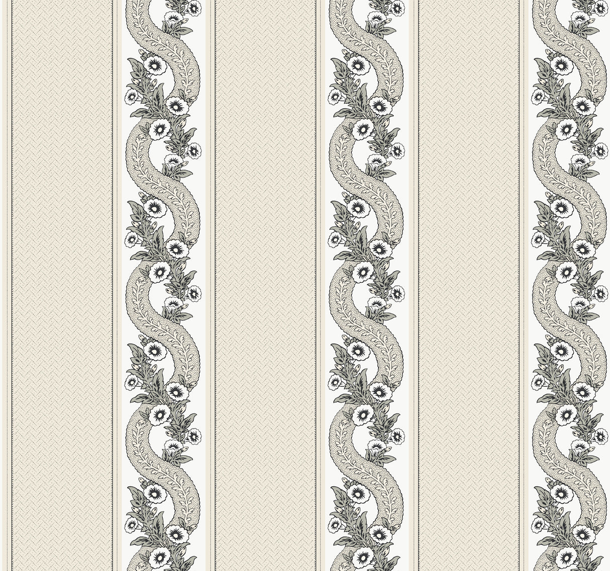 Ronald Redding MX9691 Abbey's Garland Black & White Wallpaper - Eade's Wallpaper