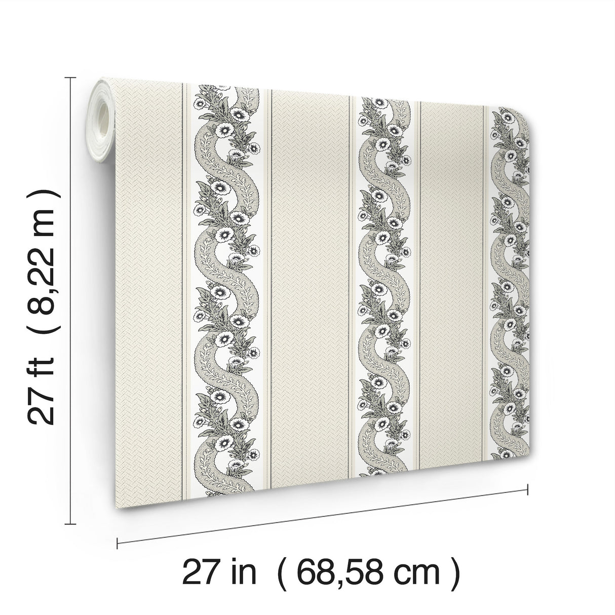 Ronald Redding MX9691 Abbey's Garland Black & White Wallpaper - Eade's Wallpaper