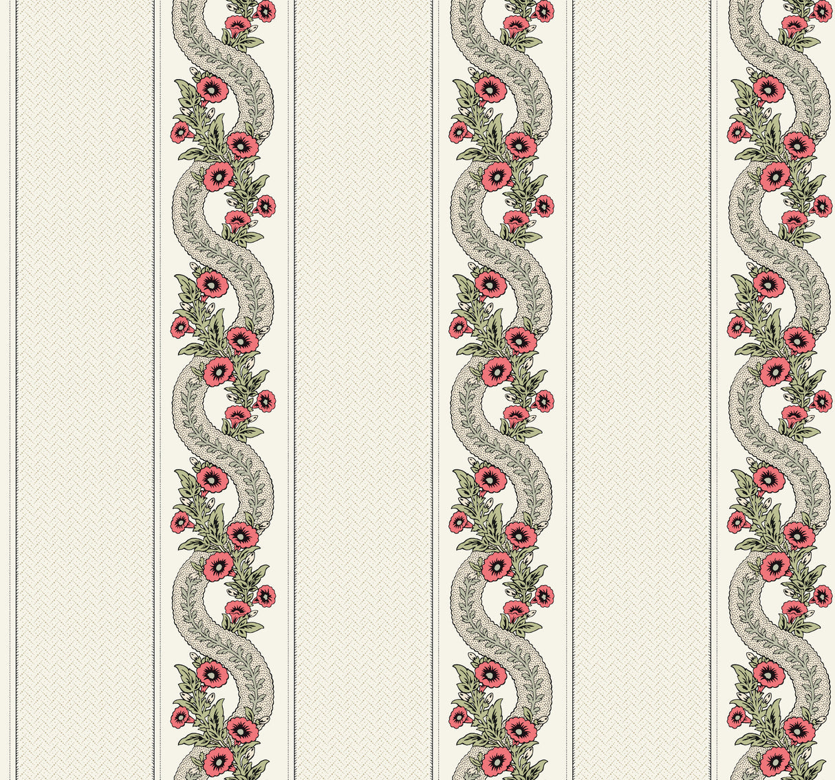 Ronald Redding MX9693 Abbey's Garland Red & Green Wallpaper - Eade's Wallpaper