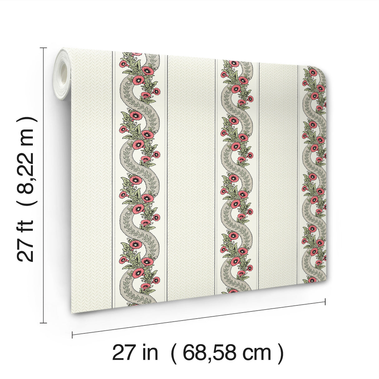 Ronald Redding MX9693 Abbey's Garland Red & Green Wallpaper - Eade's Wallpaper