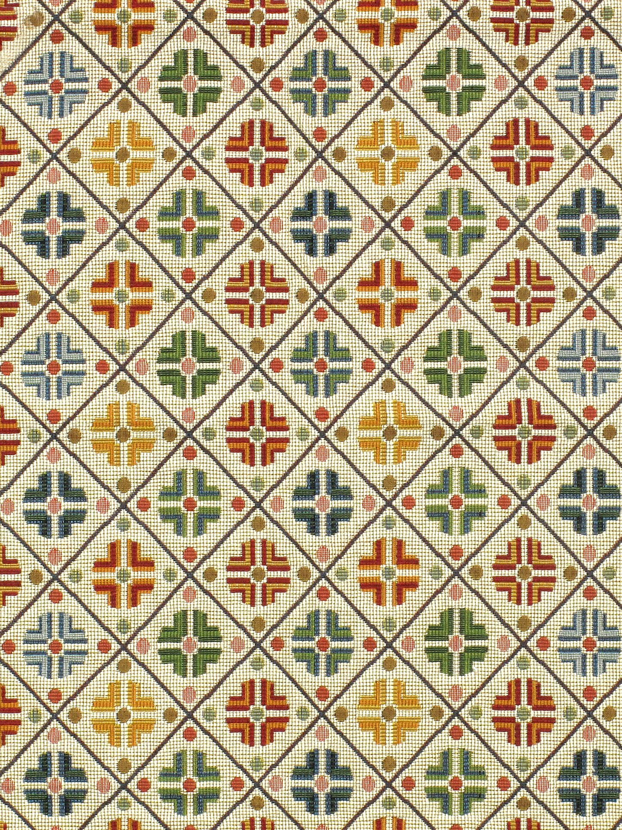 Scalamandre N1 0001B411 MULTI / CREAM KIROV Fabric - Eade's Wallpaper