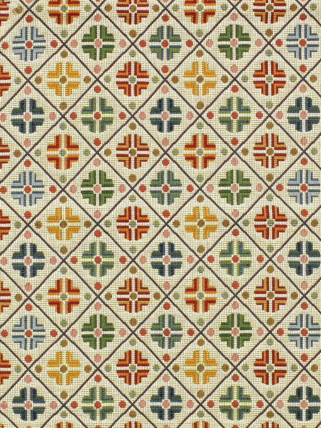 Scalamandre N1 0001B411 MULTI / CREAM KIROV Fabric - Eade's Wallpaper