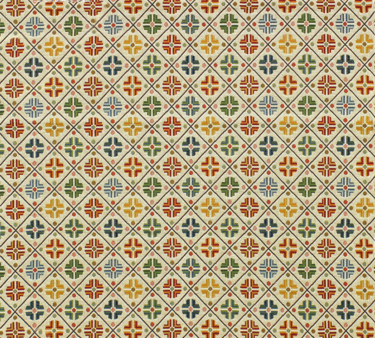 Scalamandre N1 0001B411 MULTI / CREAM KIROV Fabric - Eade's Wallpaper