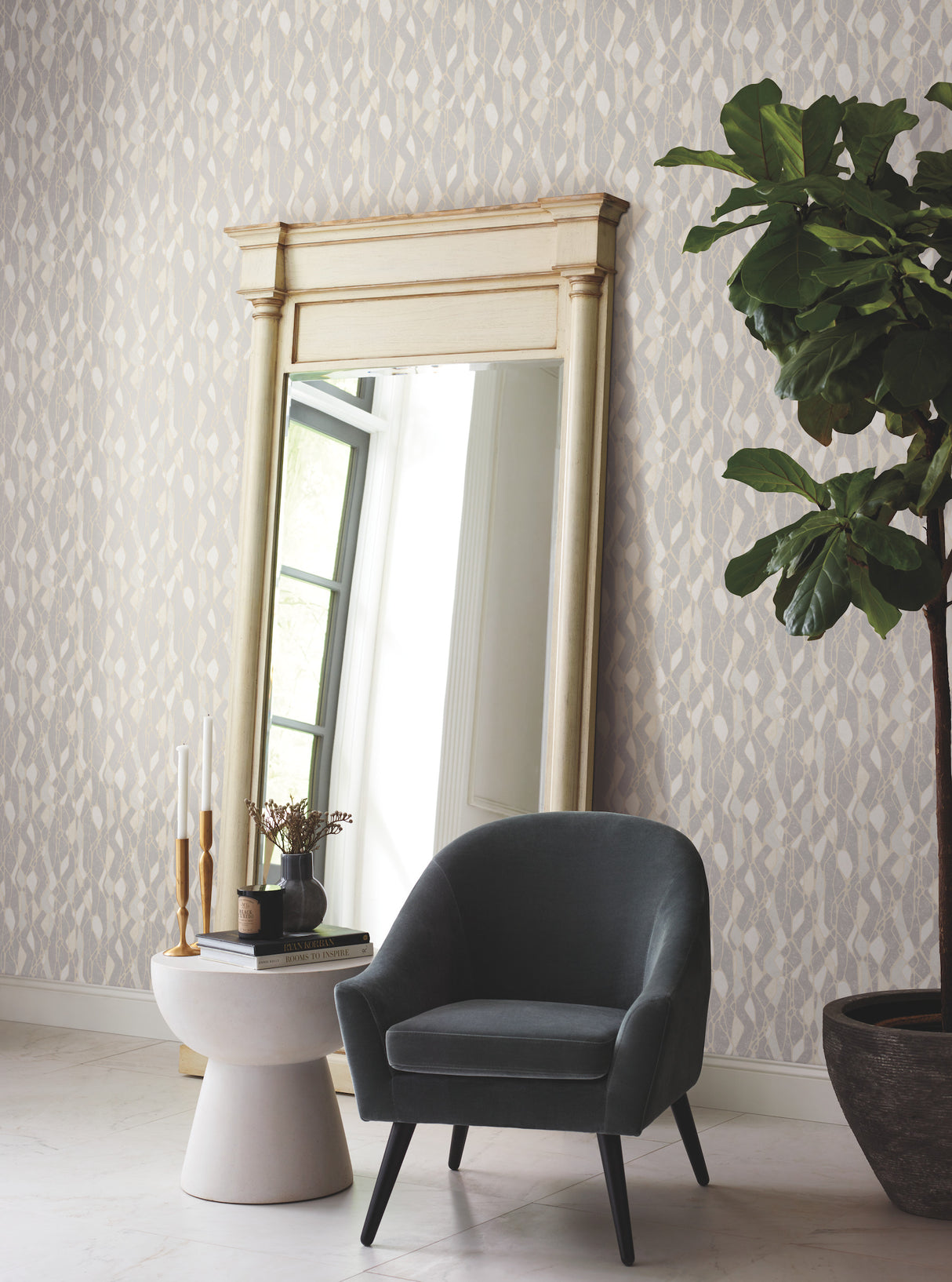 York NA0510 Stained Glass Grey Wallpaper