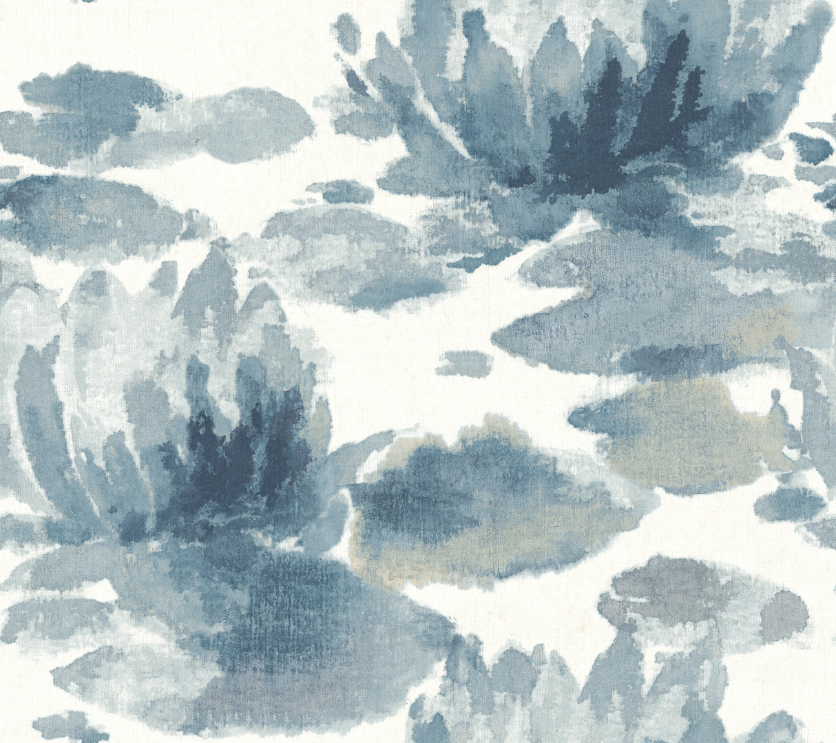 York NA0527 Water Lily Dark Blue Wallpaper