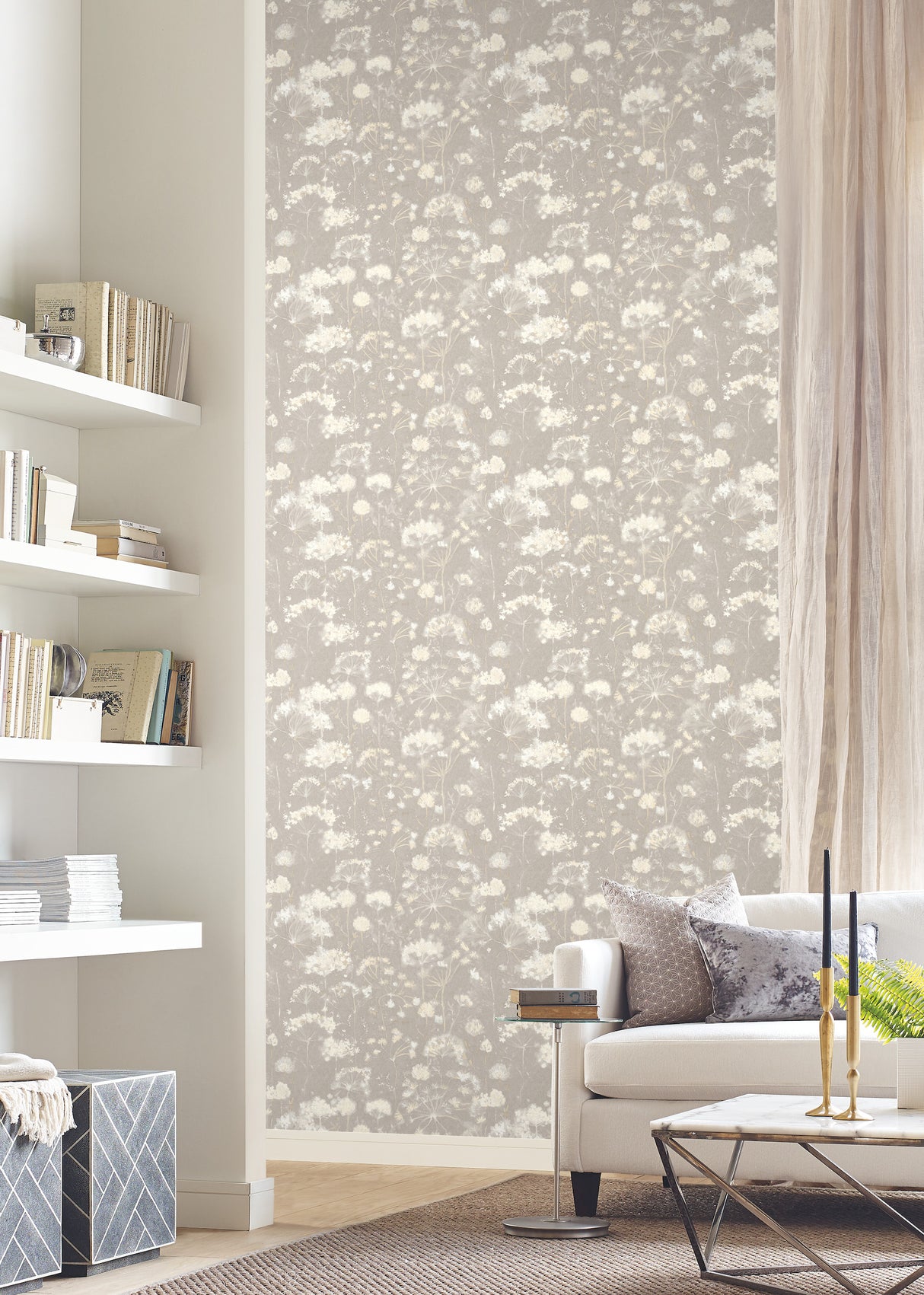 York NA0540 Botanical Fantasy Light Grey Wallpaper
