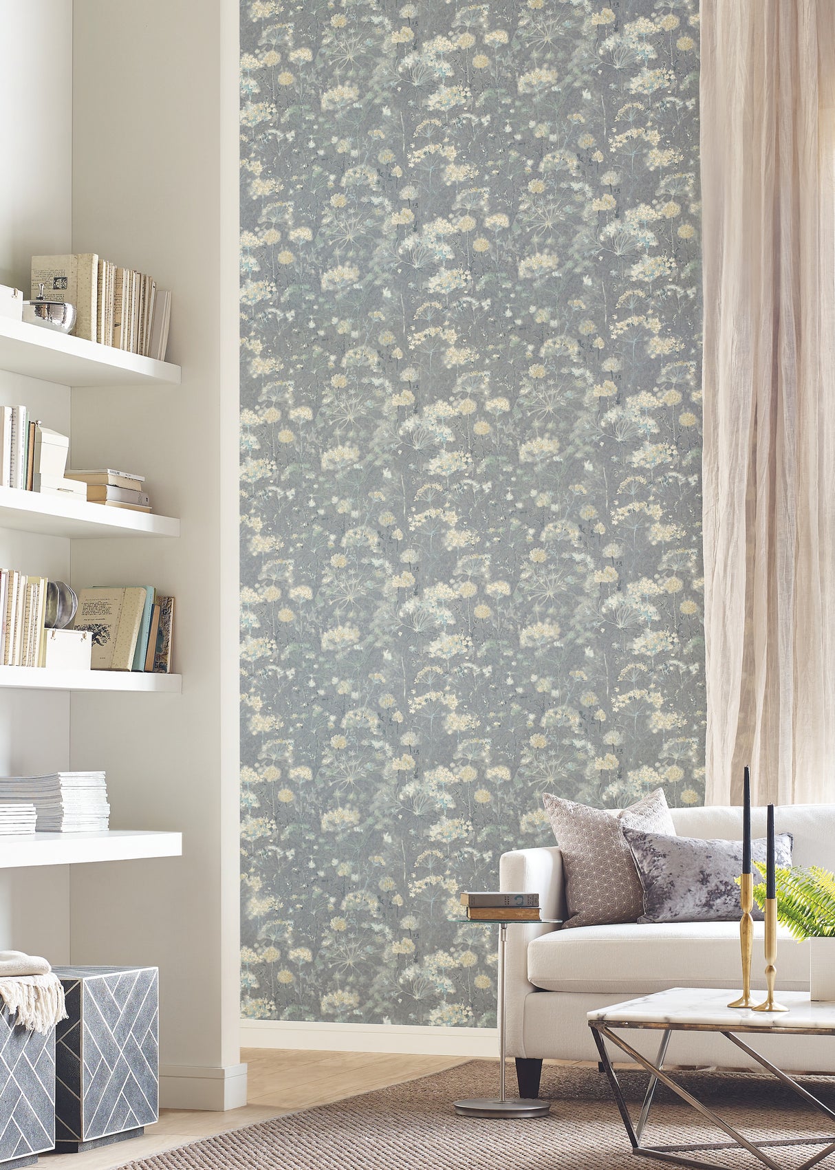 York NA0541 Botanical Fantasy Grey Wallpaper