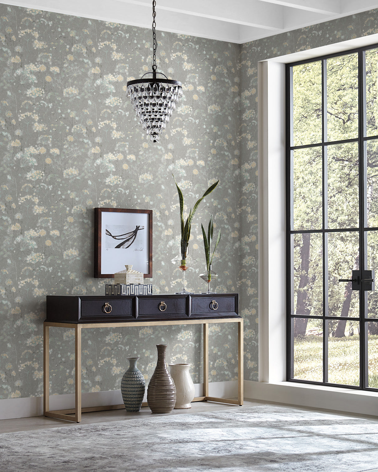 York NA0541 Botanical Fantasy Grey Wallpaper