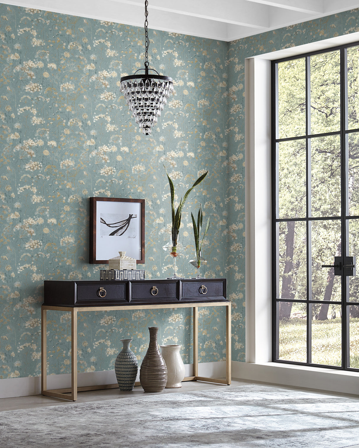 York NA0542 Botanical Fantasy Blue Wallpaper
