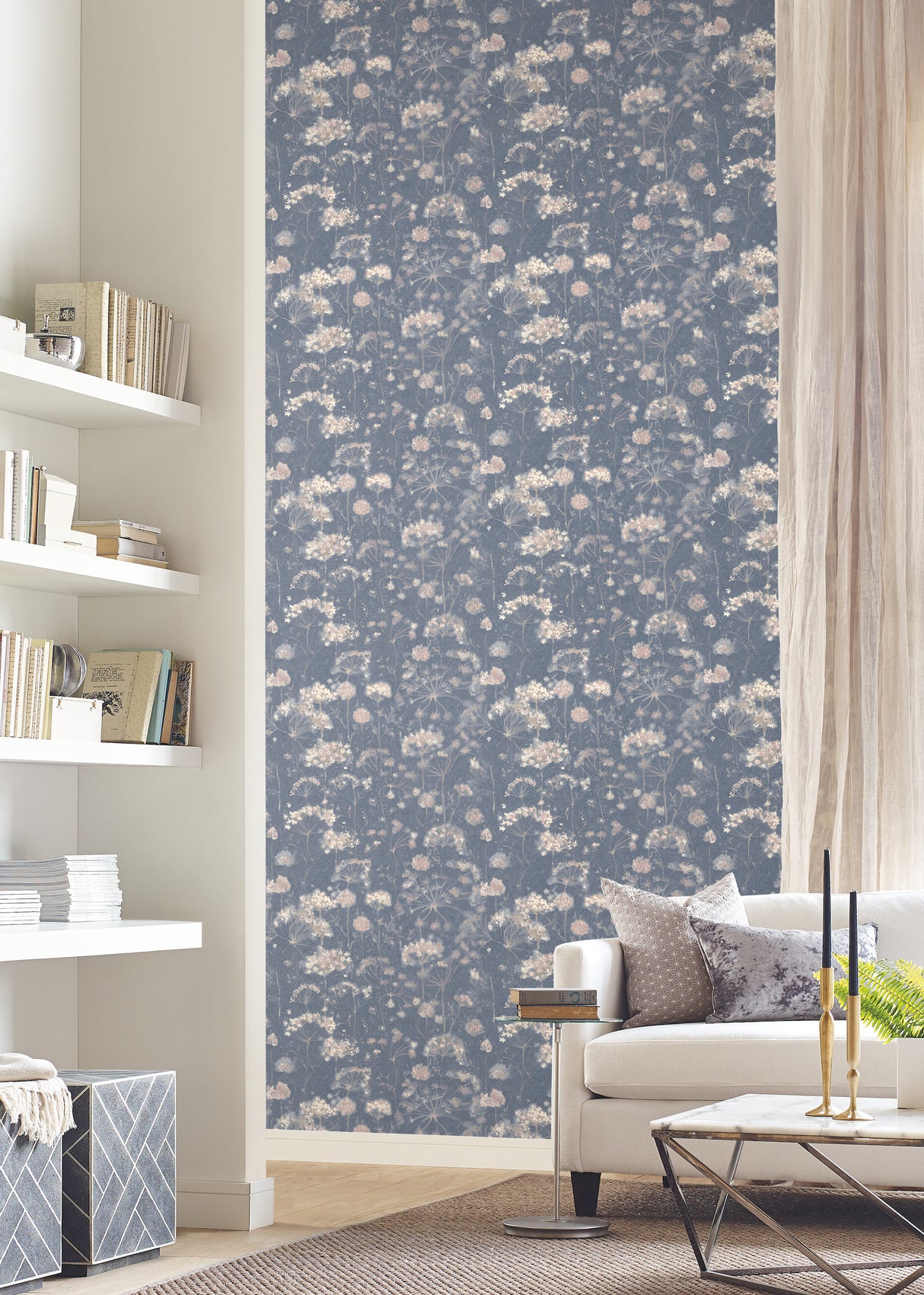 York NA0543 Botanical Fantasy Dark Blue Wallpaper