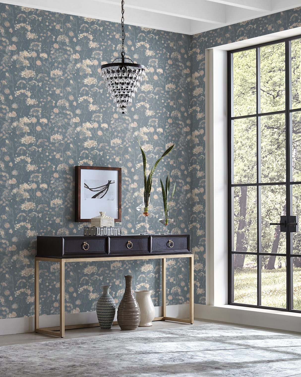 York NA0543 Botanical Fantasy Dark Blue Wallpaper