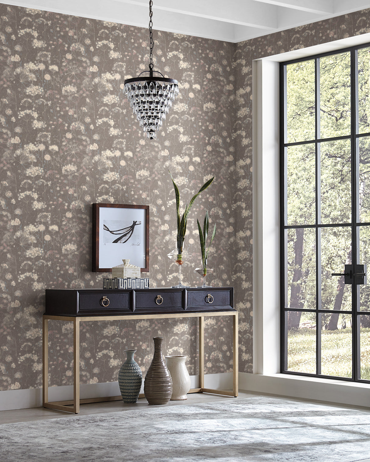 York NA0544 Botanical Fantasy Dark Grey Wallpaper