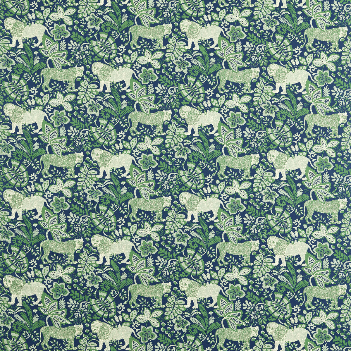 SCION NART121040.SCN.0 RUMBLE IN THE JUNGLE MIDNIGHT/MINT Fabric - Eade's Wallpaper