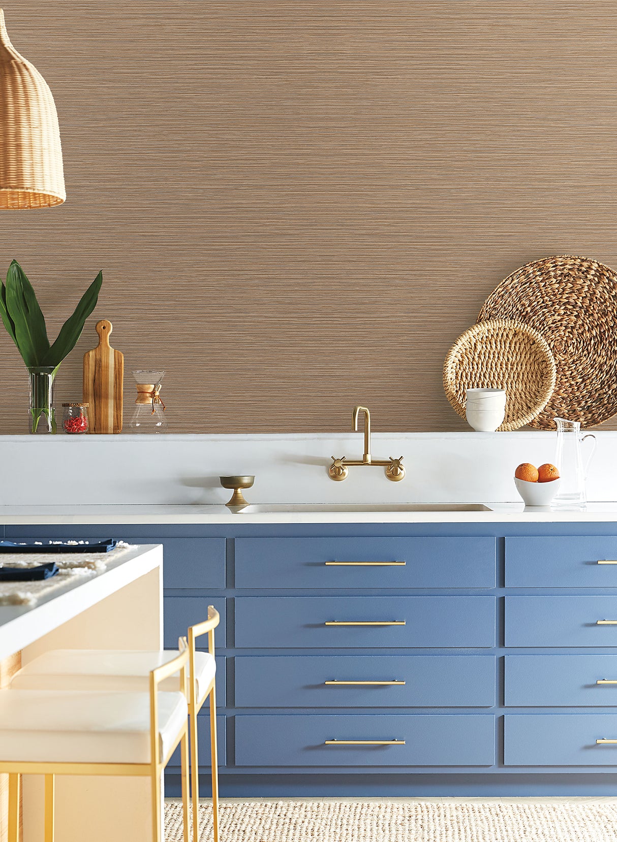 York ND3035N Grass Roots Brown & Red Wallpaper