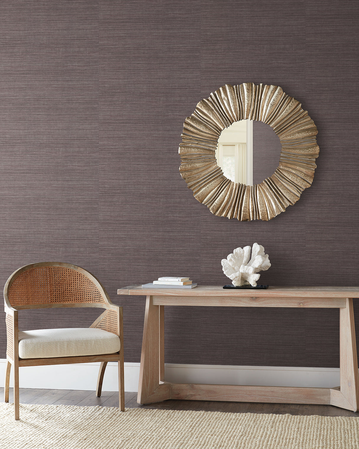 York ND3075N Tasar Silk Purple Wallpaper