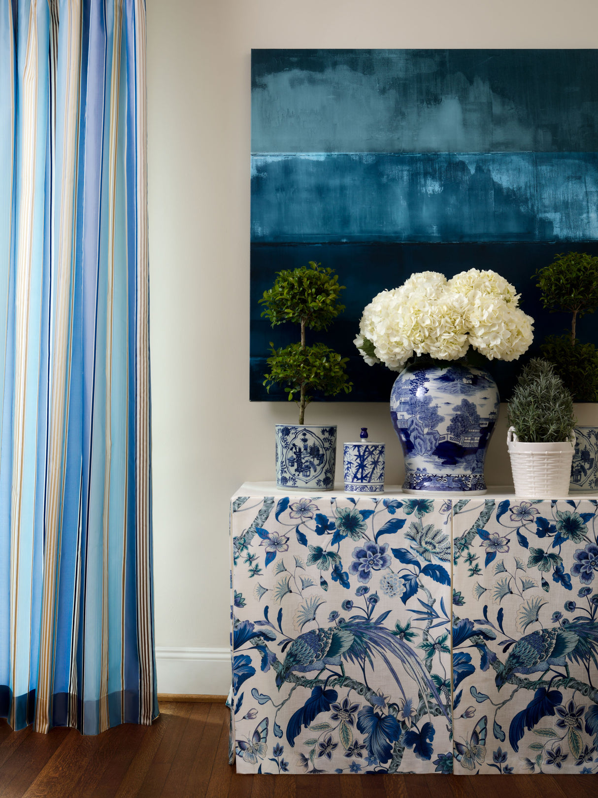 Scalamandre ND 00026130 MARINE CHARLOTTE STRIPE Fabric - Eade's Wallpaper