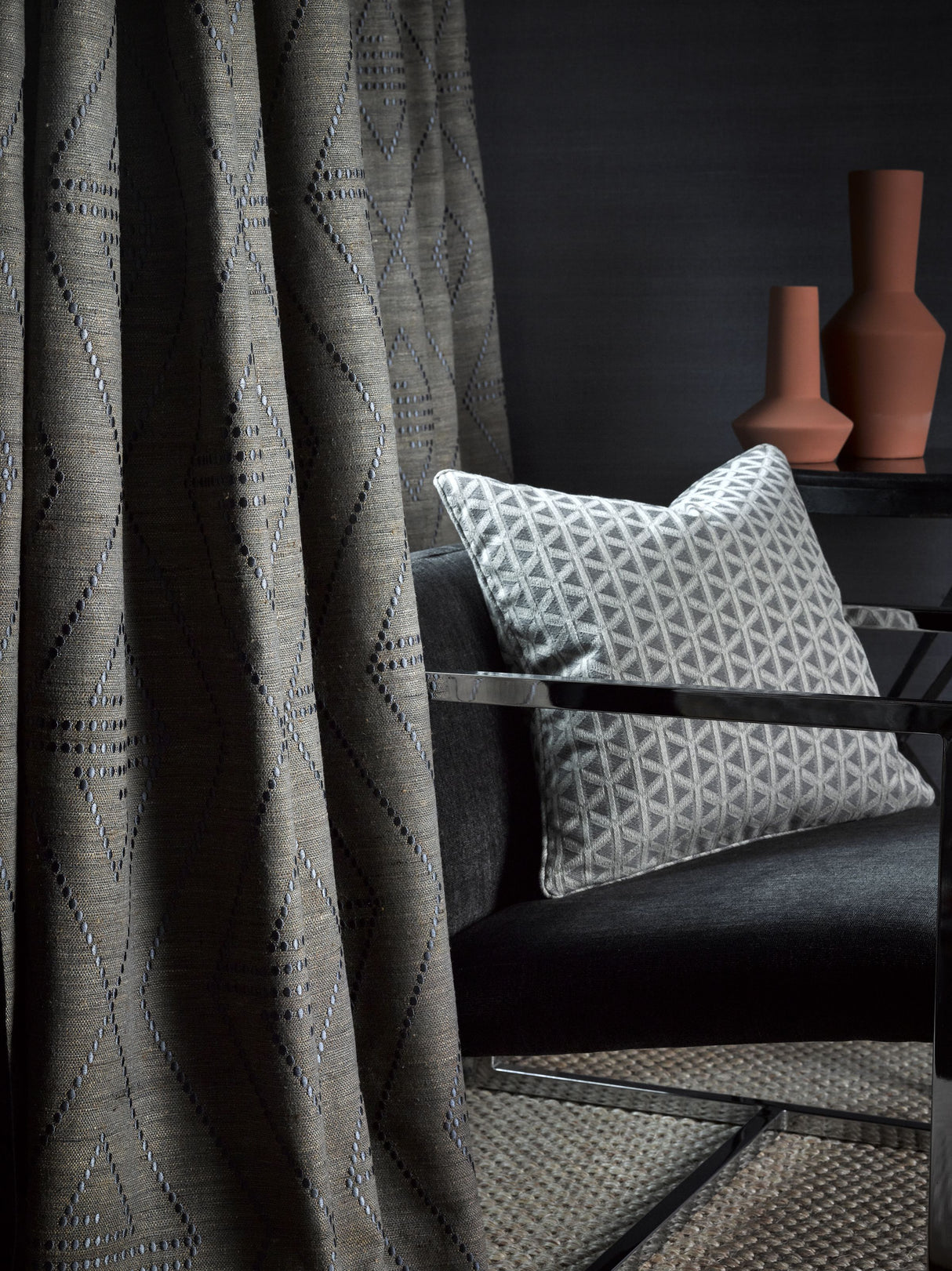 Scalamandre NK 0001CROS NAVY CROSS CHANNEL Fabric - Eade's Wallpaper