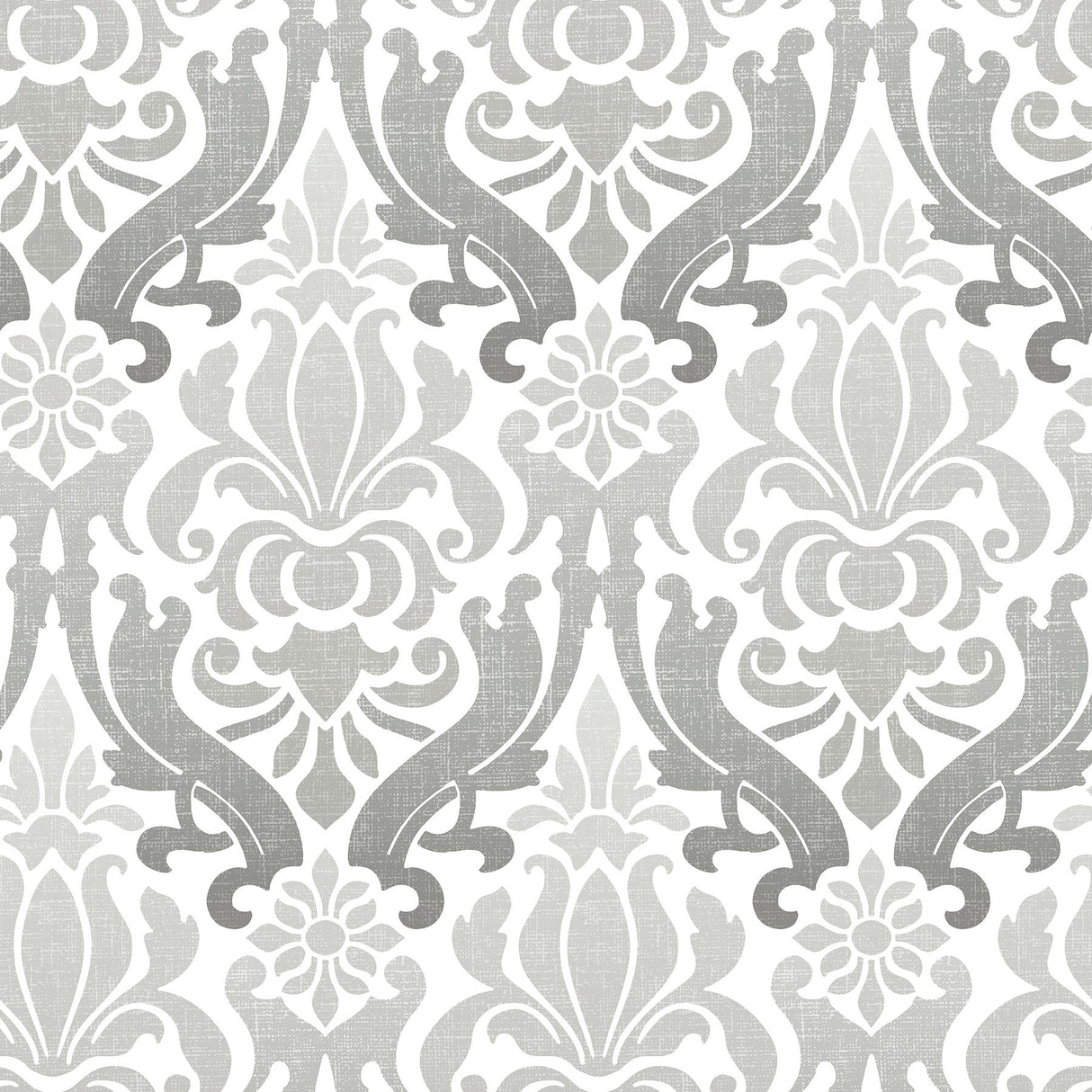 NuWallpaper NU1827 Grey Nouveau Damask Peel & Stick Wallpaper