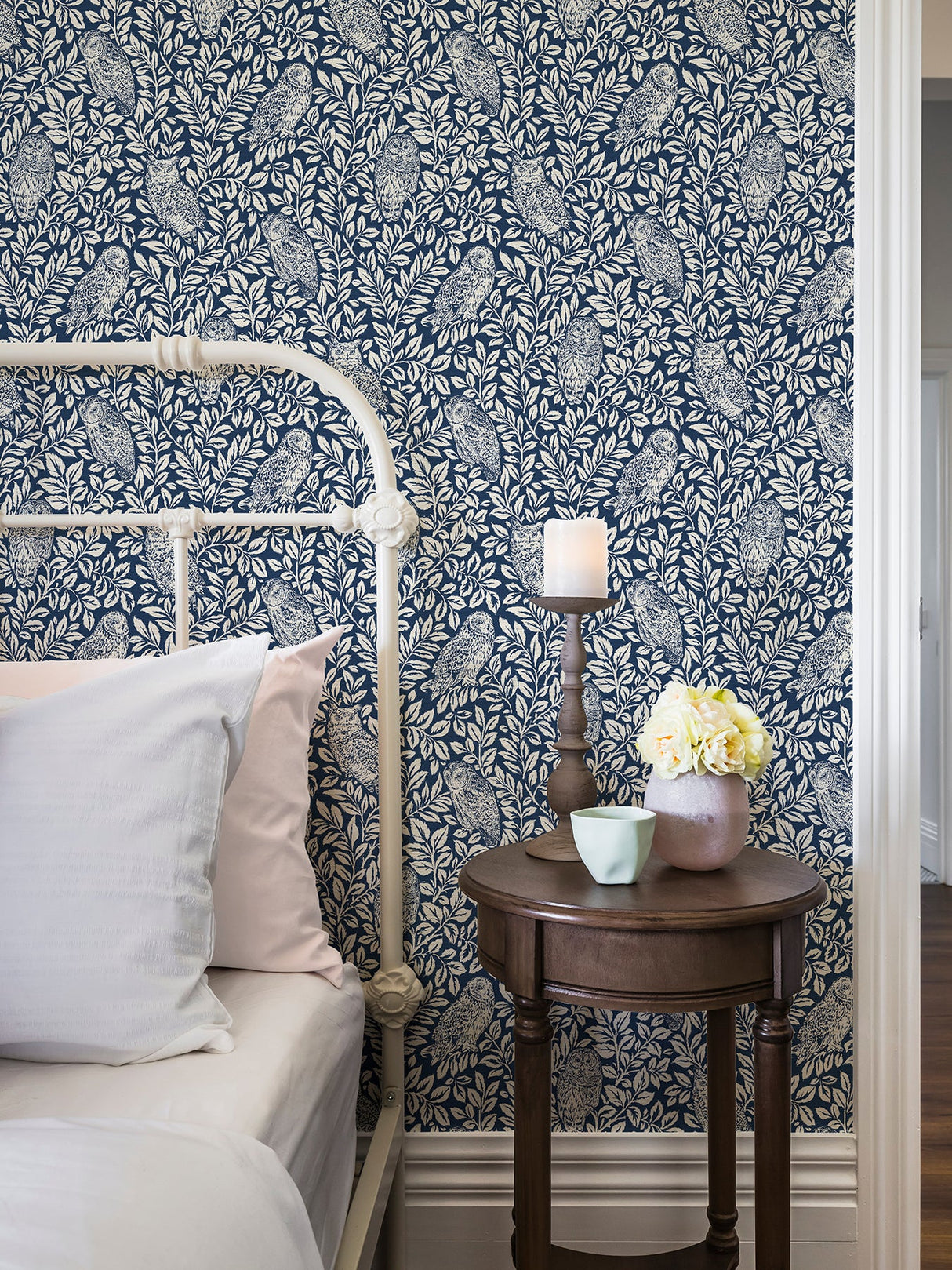 NuWallpaper NUS4394 Navy Sleepy Owls Peel & Stick Wallpaper