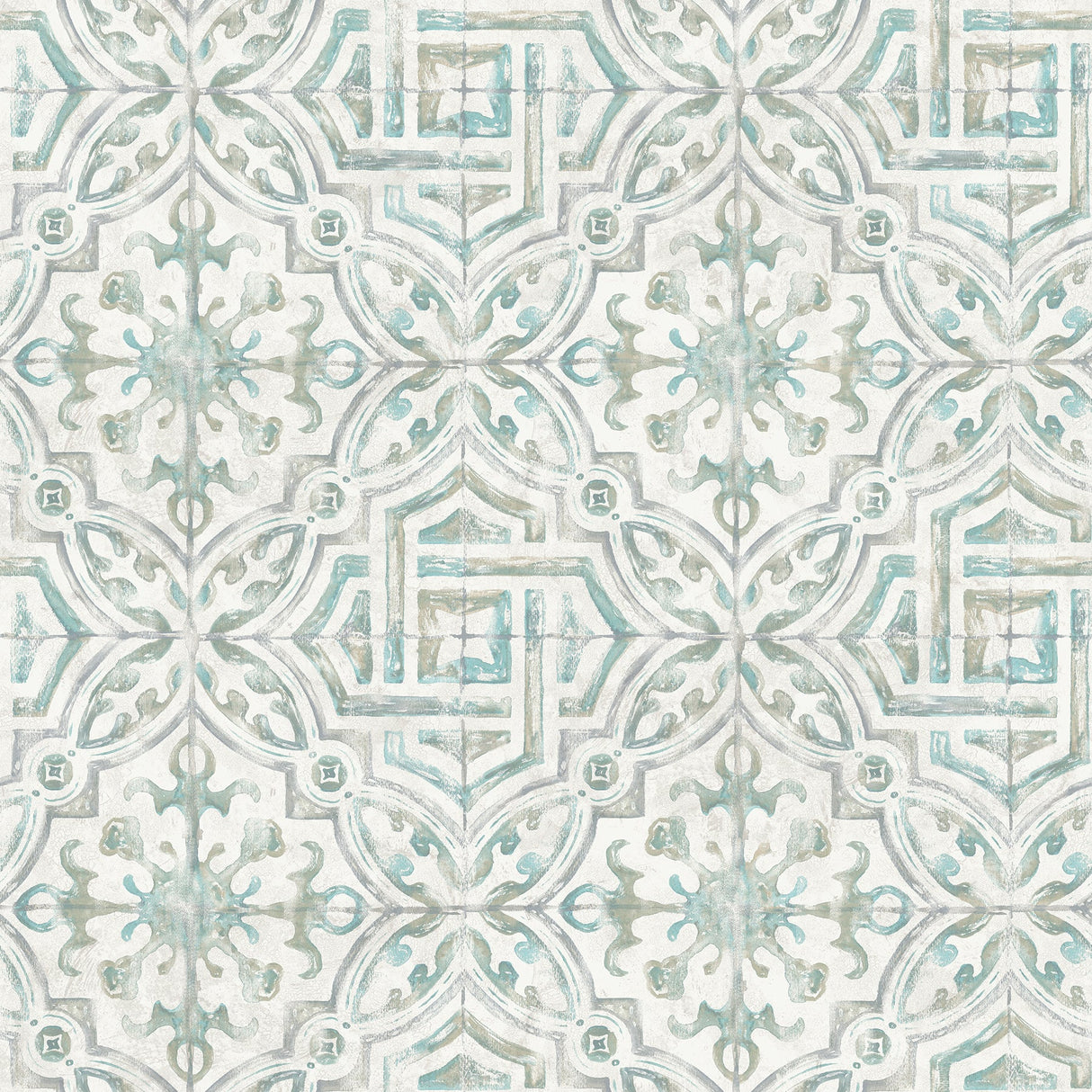 NuWallpaper NUS4395 Teal and Grey Landondale Peel & Stick Wallpaper