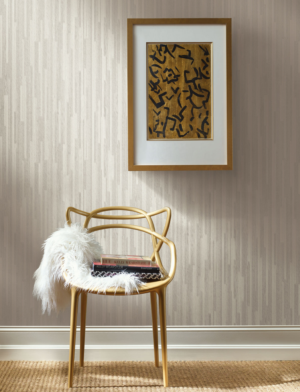 York NV5502 Taupe Vertical Plumb Wallpaper