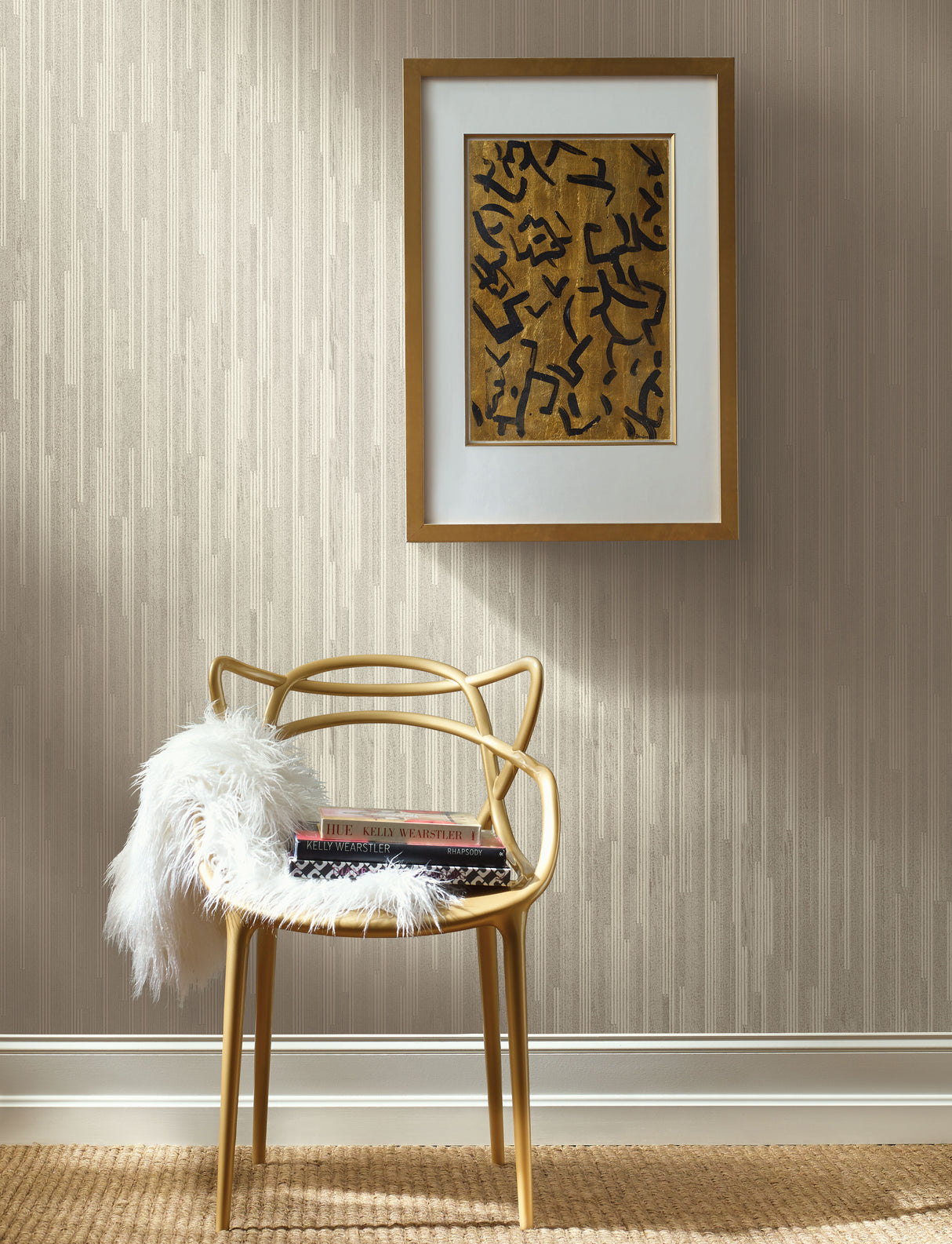 York NV5503 Cream Vertical Plumb Wallpaper