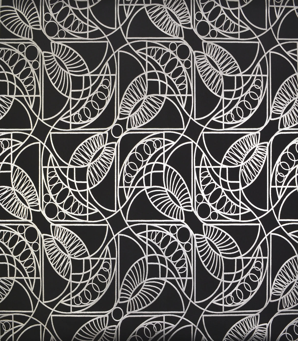 York NW3528 Cartouche Black & Silver Wallpaper