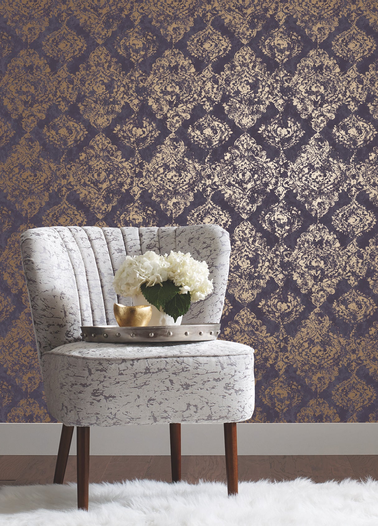 York NW3567 Stargazer Plum & Gold Wallpaper