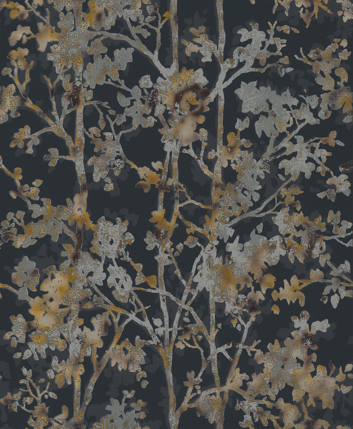 York NW3580 Shimmering Foliage Black Wallpaper