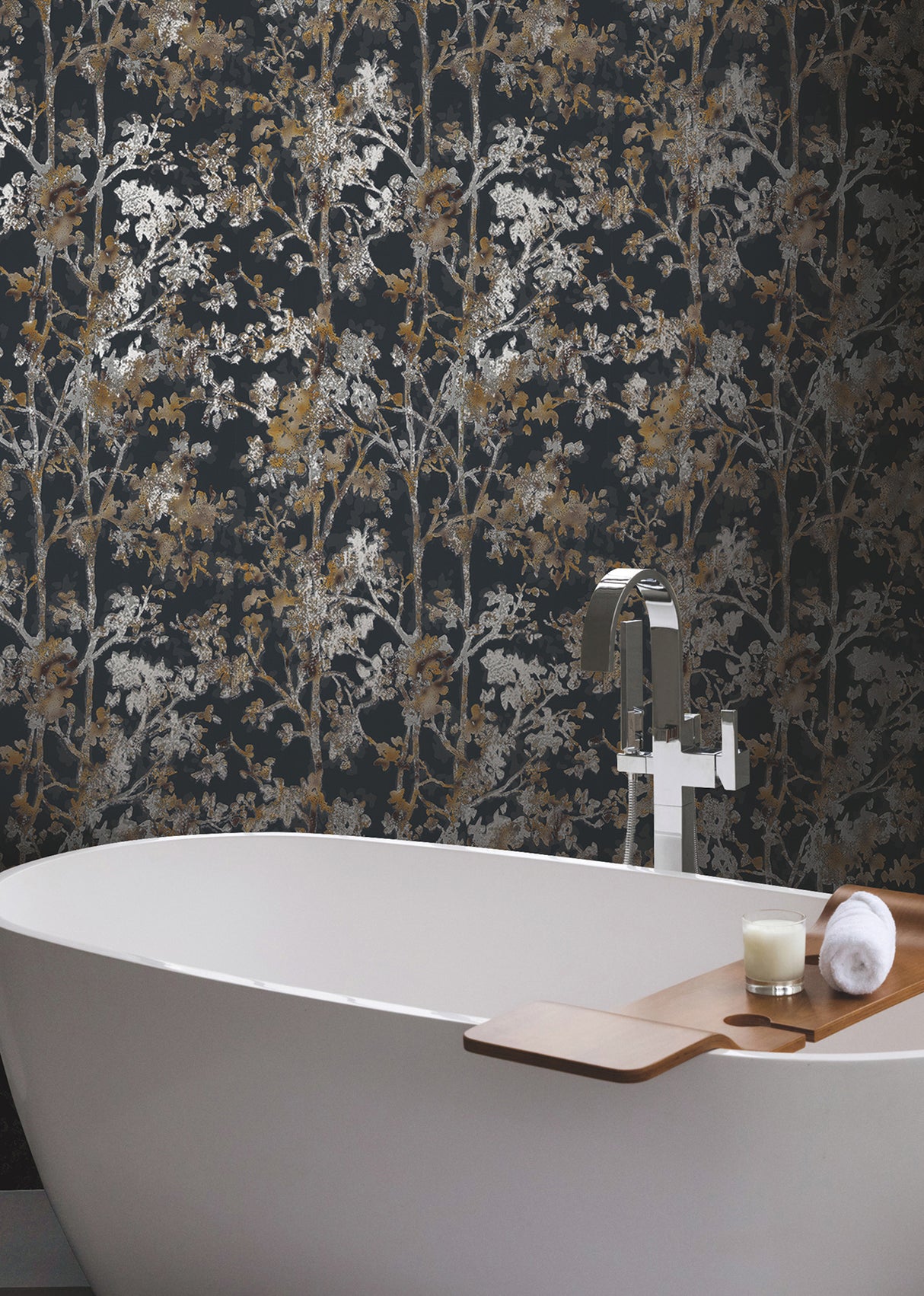 York NW3580 Shimmering Foliage Black Wallpaper