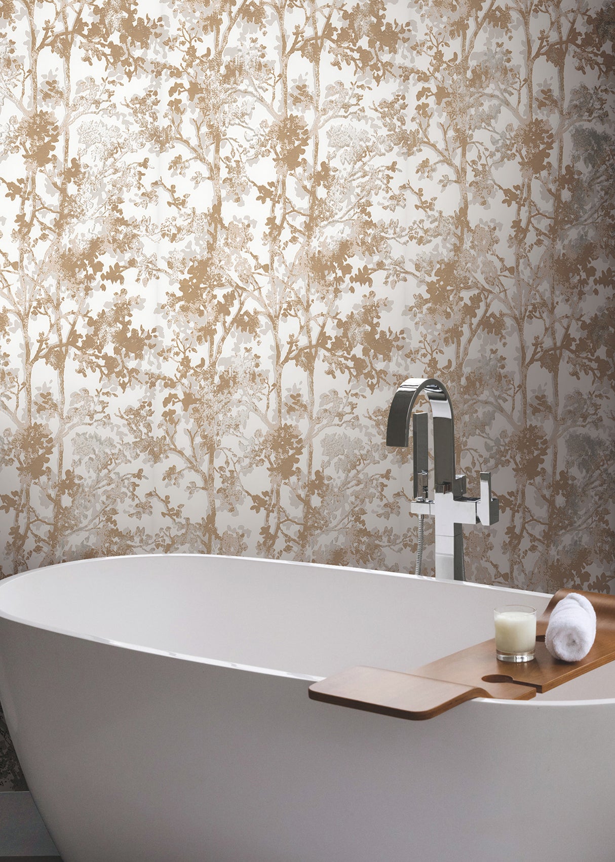 York NW3583 Shimmering Foliage White & Gold Wallpaper