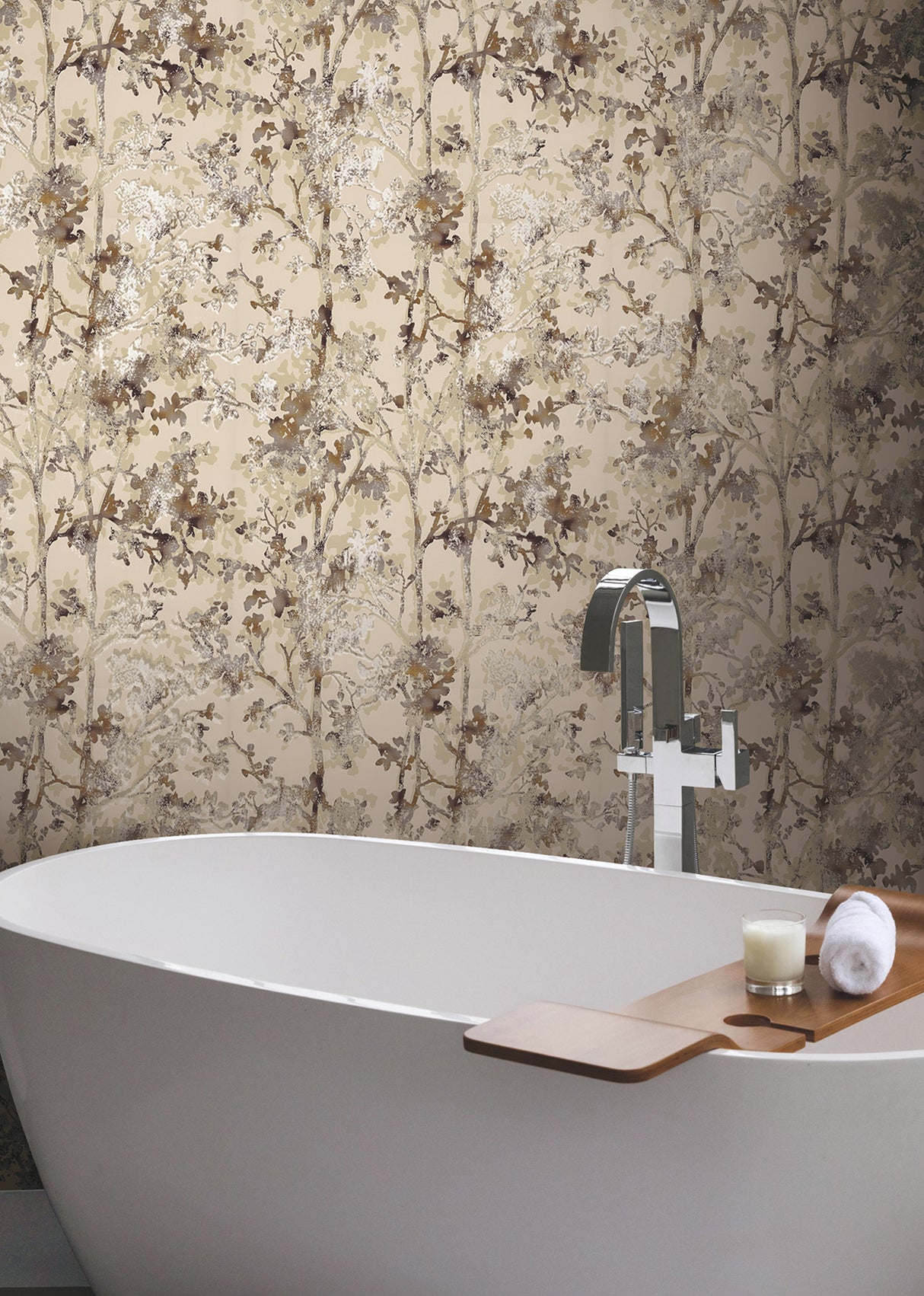 York NW3584 Shimmering Foliage Khaki Wallpaper