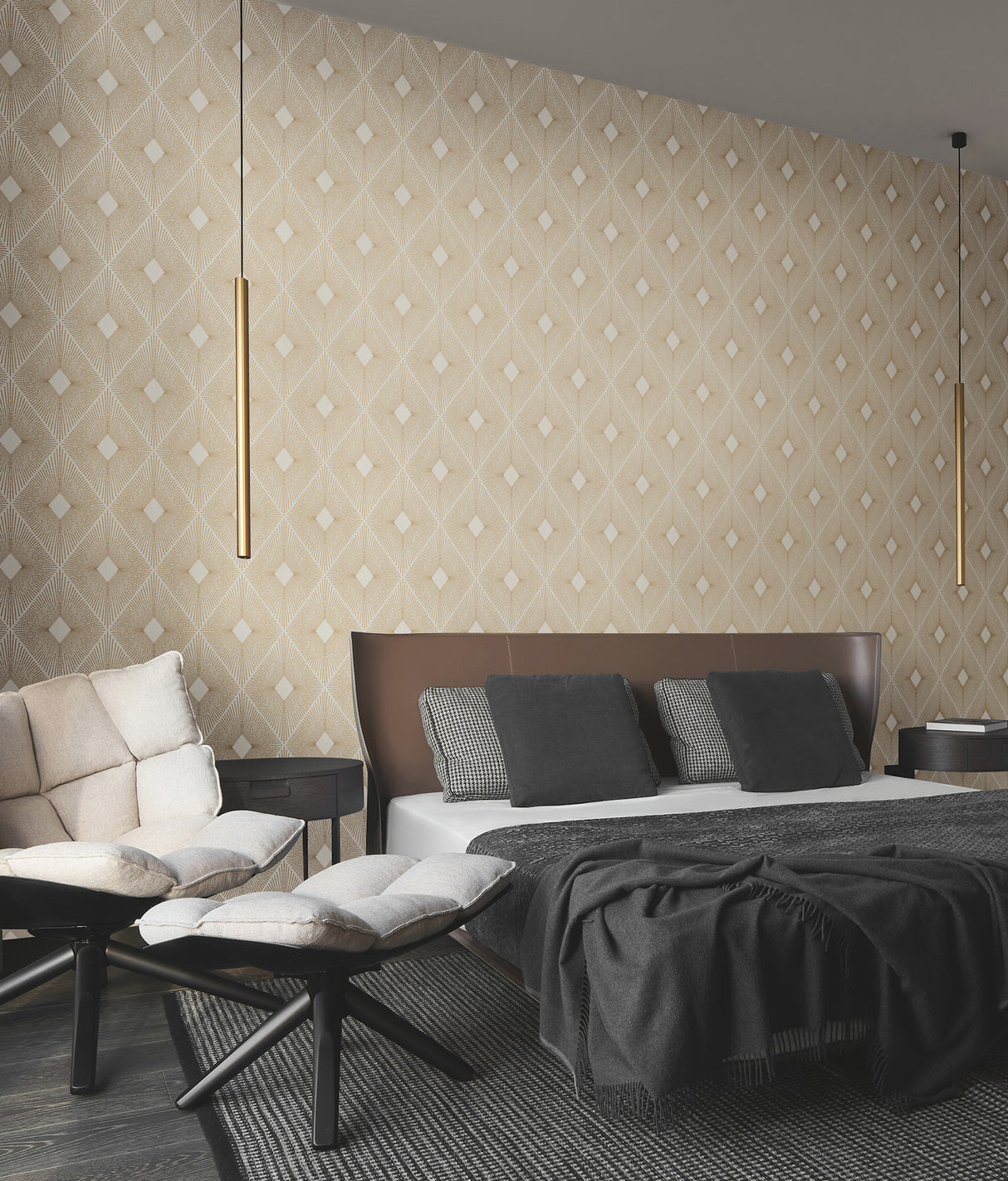 York NW3592 Harlowe White & Gold Wallpaper