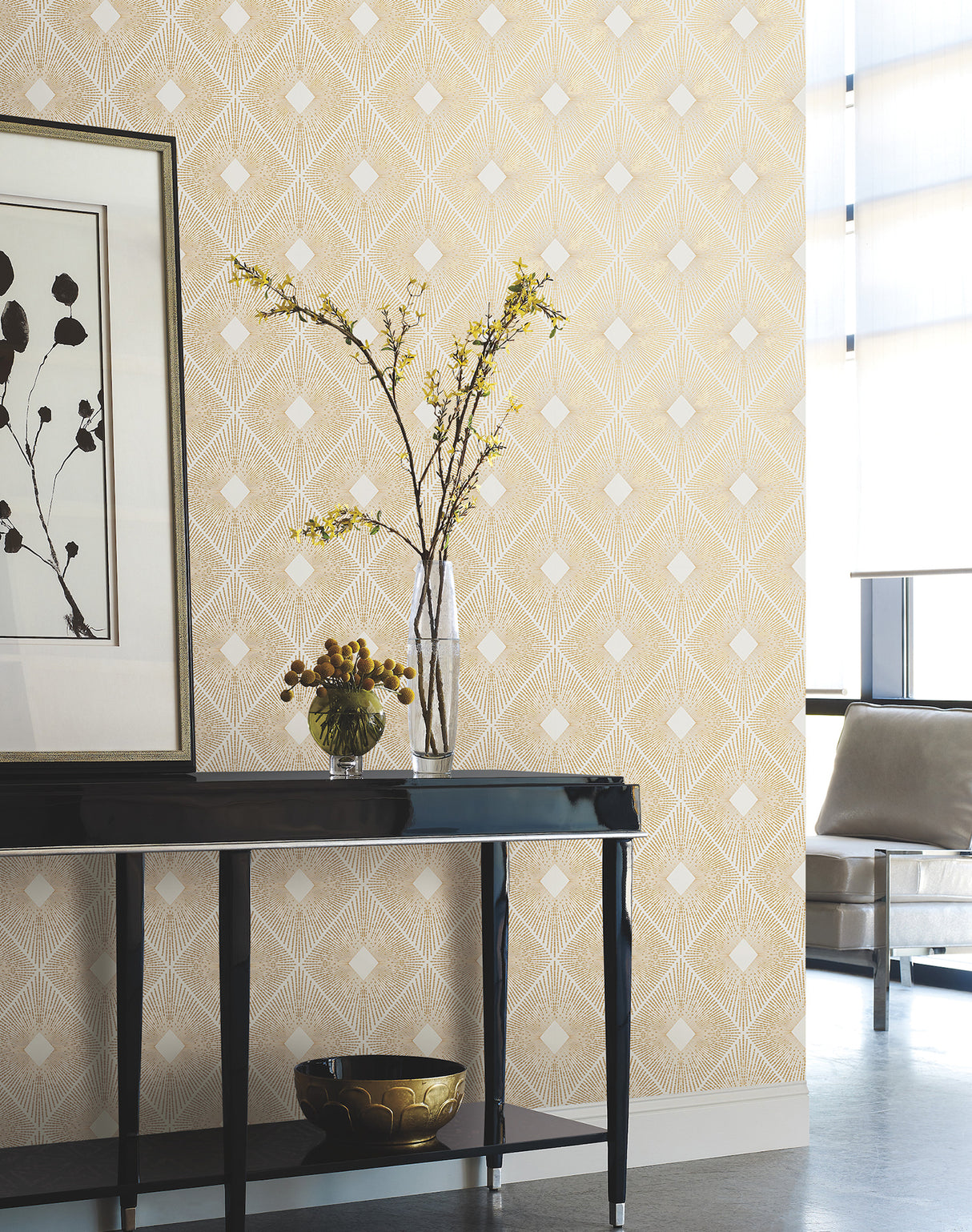 York NW3592 Harlowe White & Gold Wallpaper