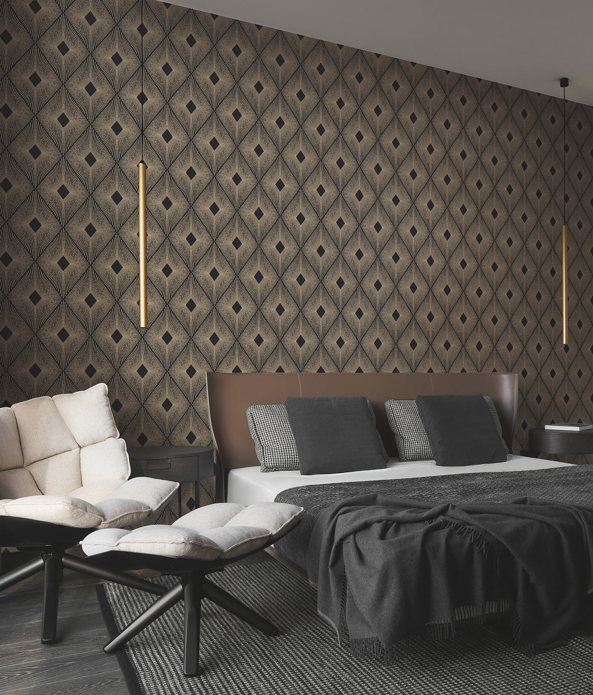 York NW3593 Harlowe Black & Gold Wallpaper