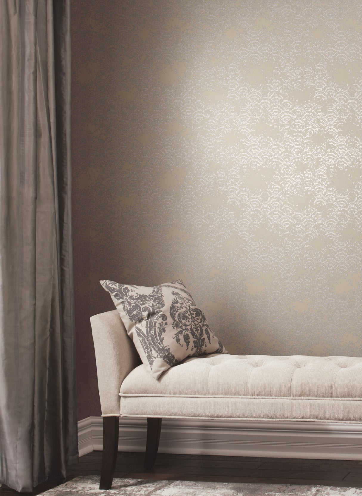 York NW3599 Eclipse Khaki & Silver Wallpaper
