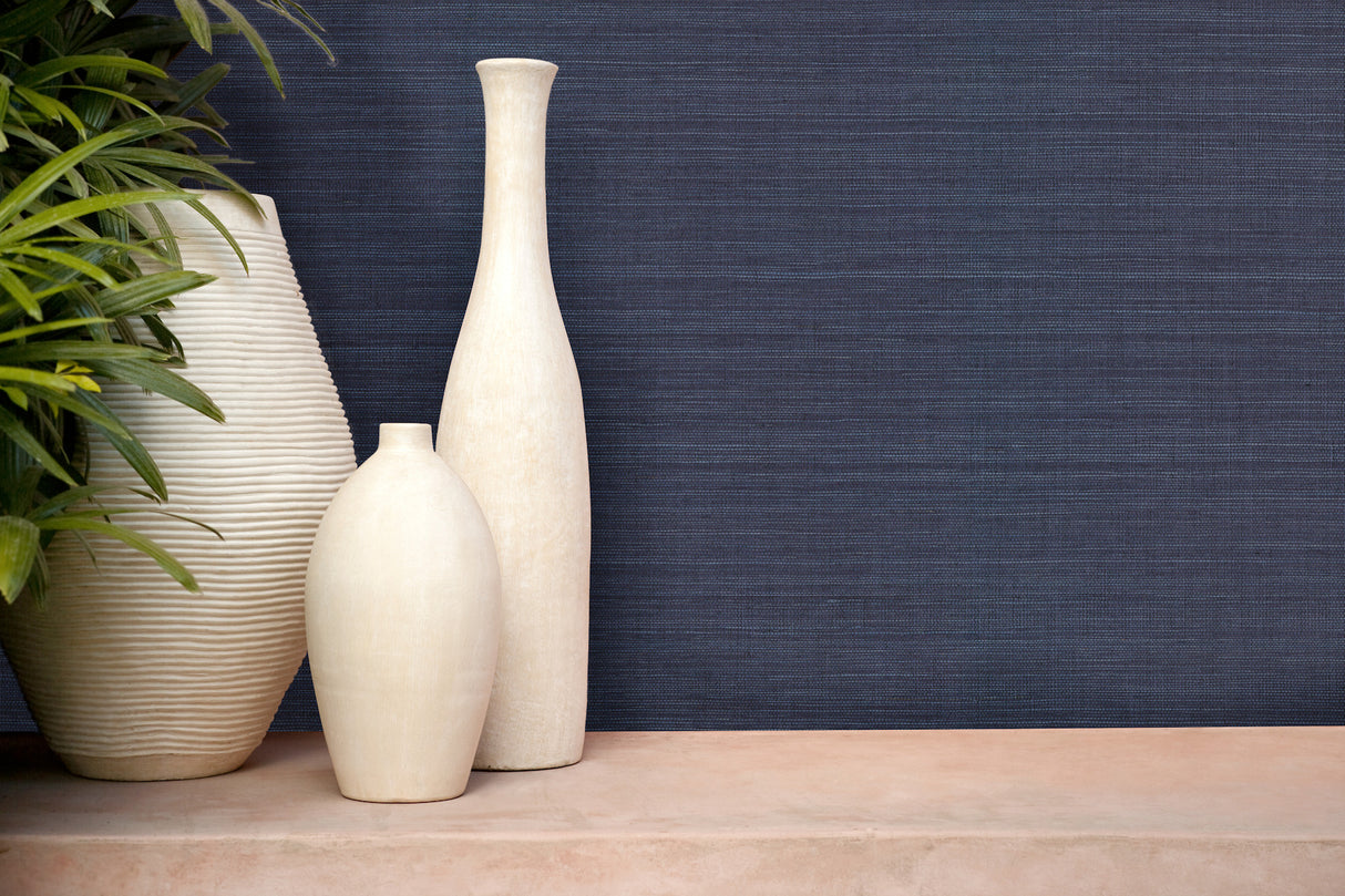 York NZ0729 Petite Sisal Grasscloth Blue Wallpaper