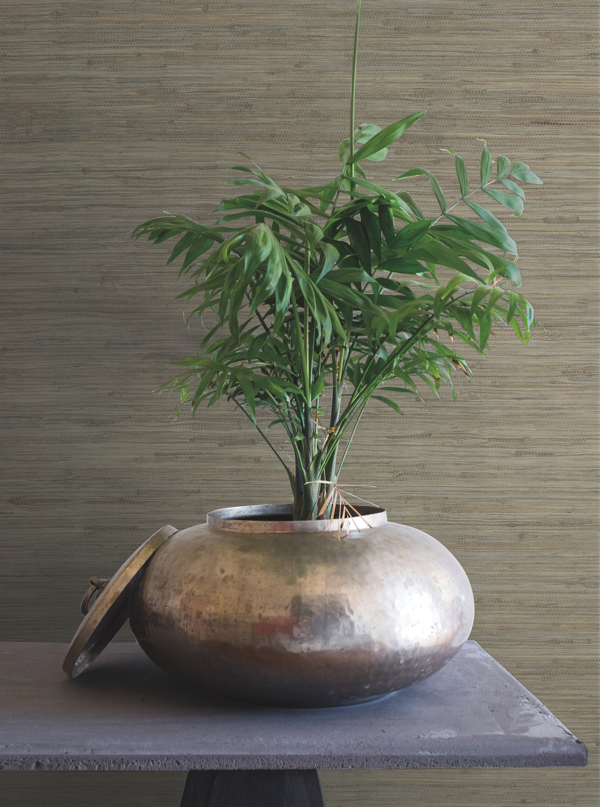 York OG0519 Threaded Jute Green Wallpaper