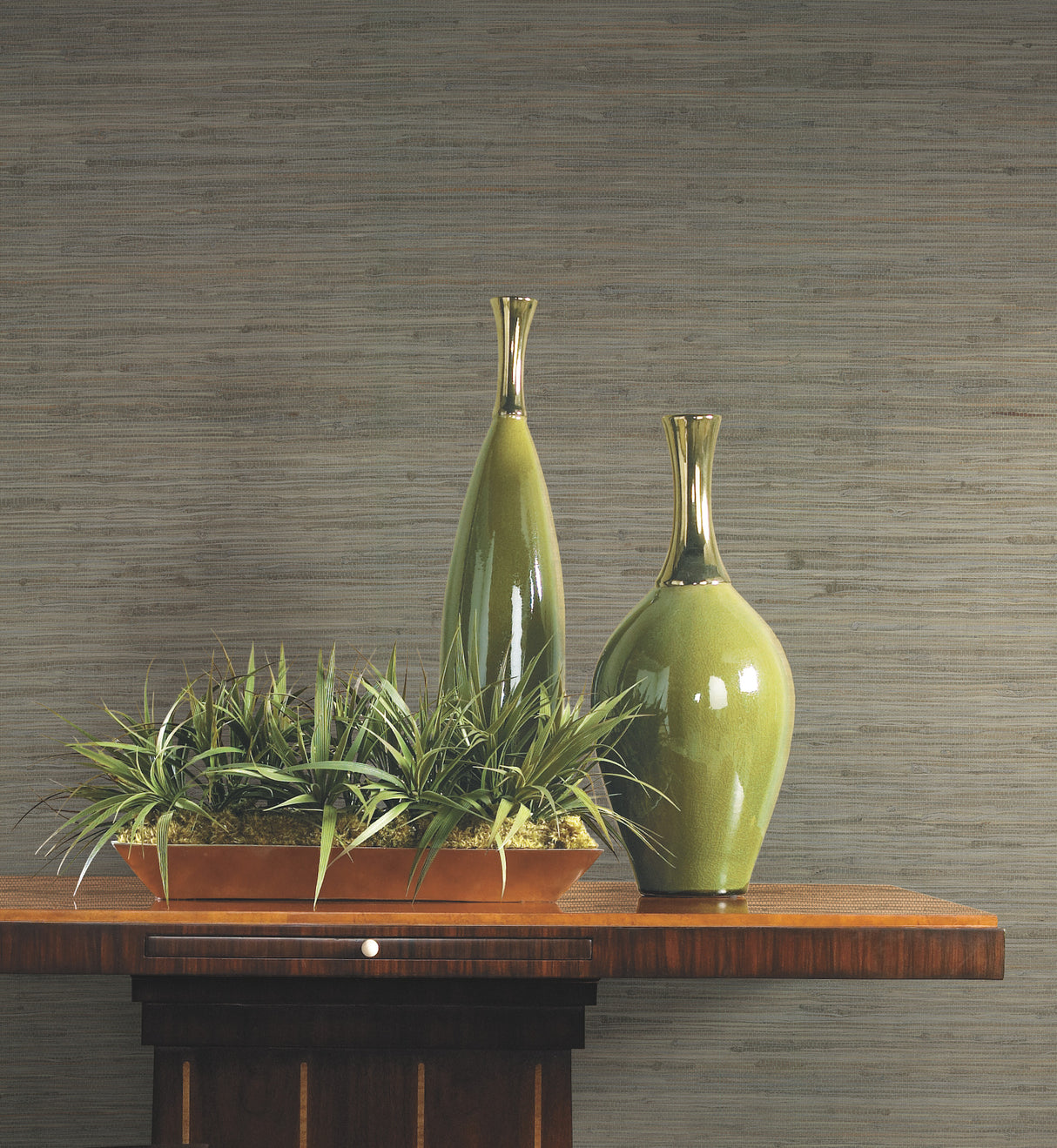 York OG0519 Threaded Jute Green Wallpaper