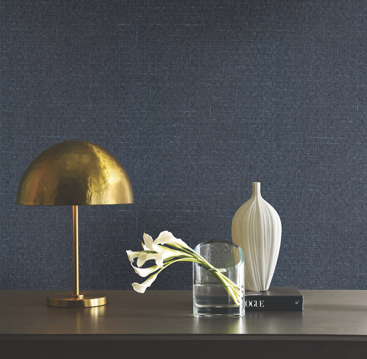 York OG0529GV Tatami Weave Navy Wallpaper