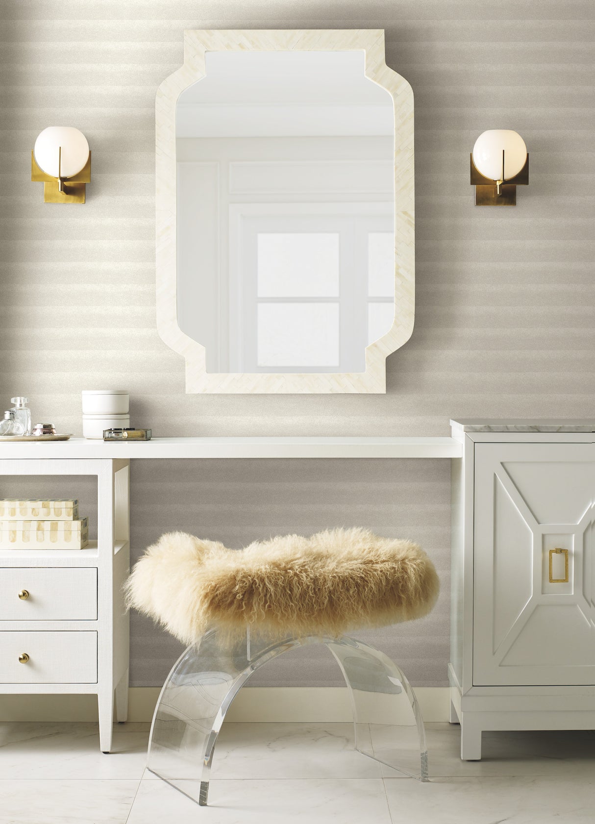 York OG0565 Dunes White & Platinum Wallpaper