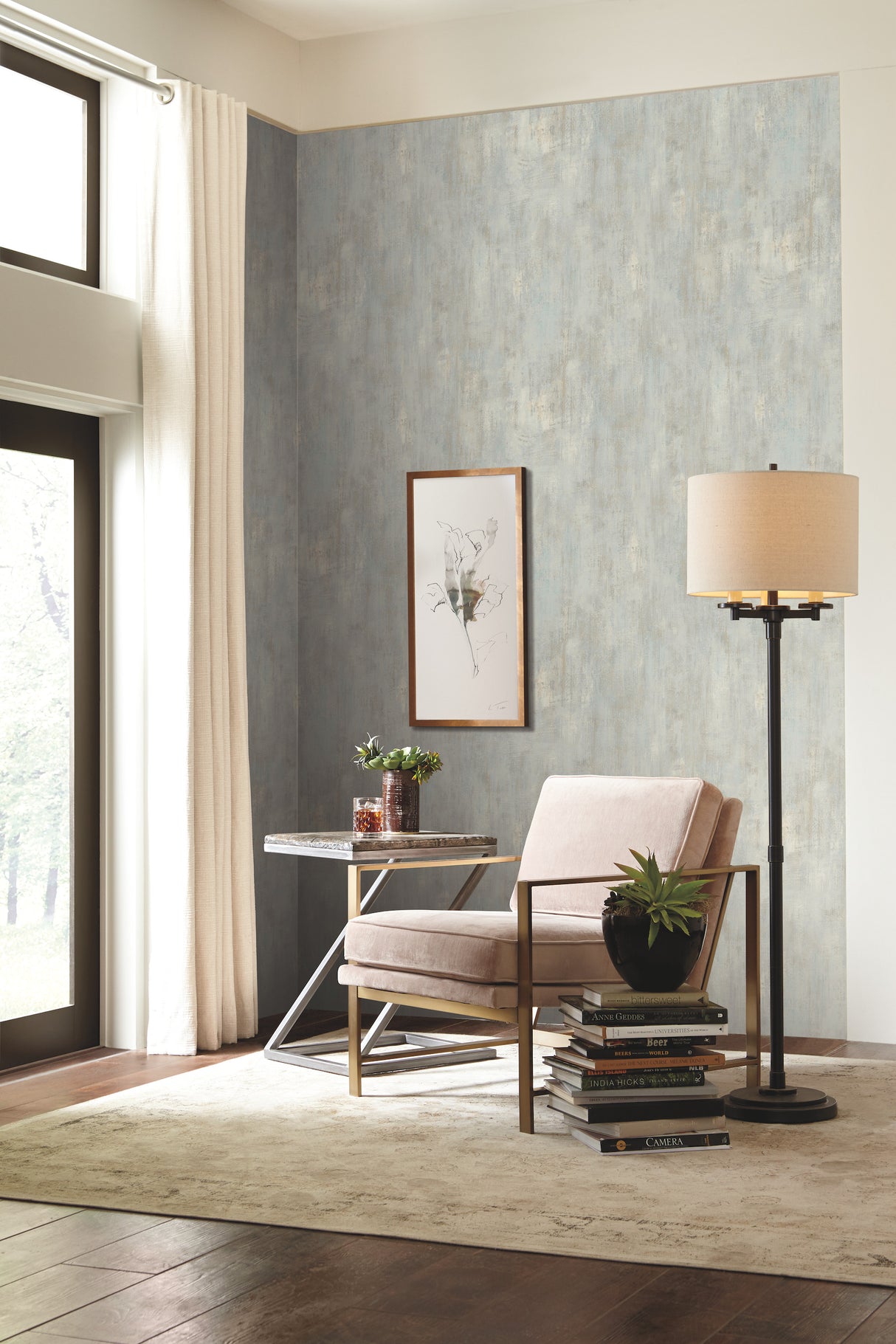 York OG0573 Conrete Patina Blue Wallpaper